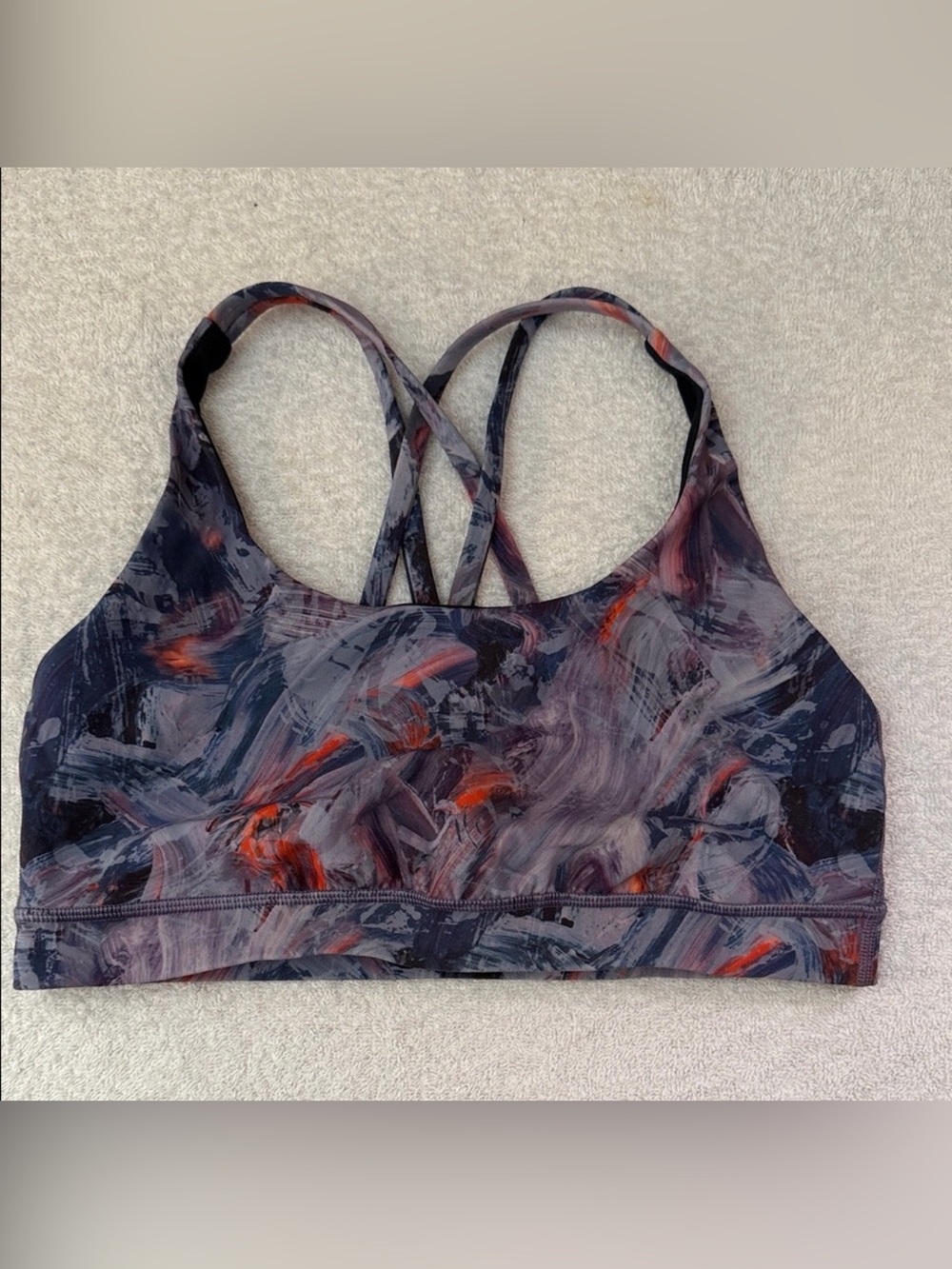 Lululemon Energy Atsmopheric Purple Multi Sport Bra Strappy W2AYSS Med Support